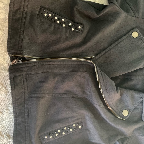 Girls Justice Black w Silver Studs Jacket - Picture 3 of 5